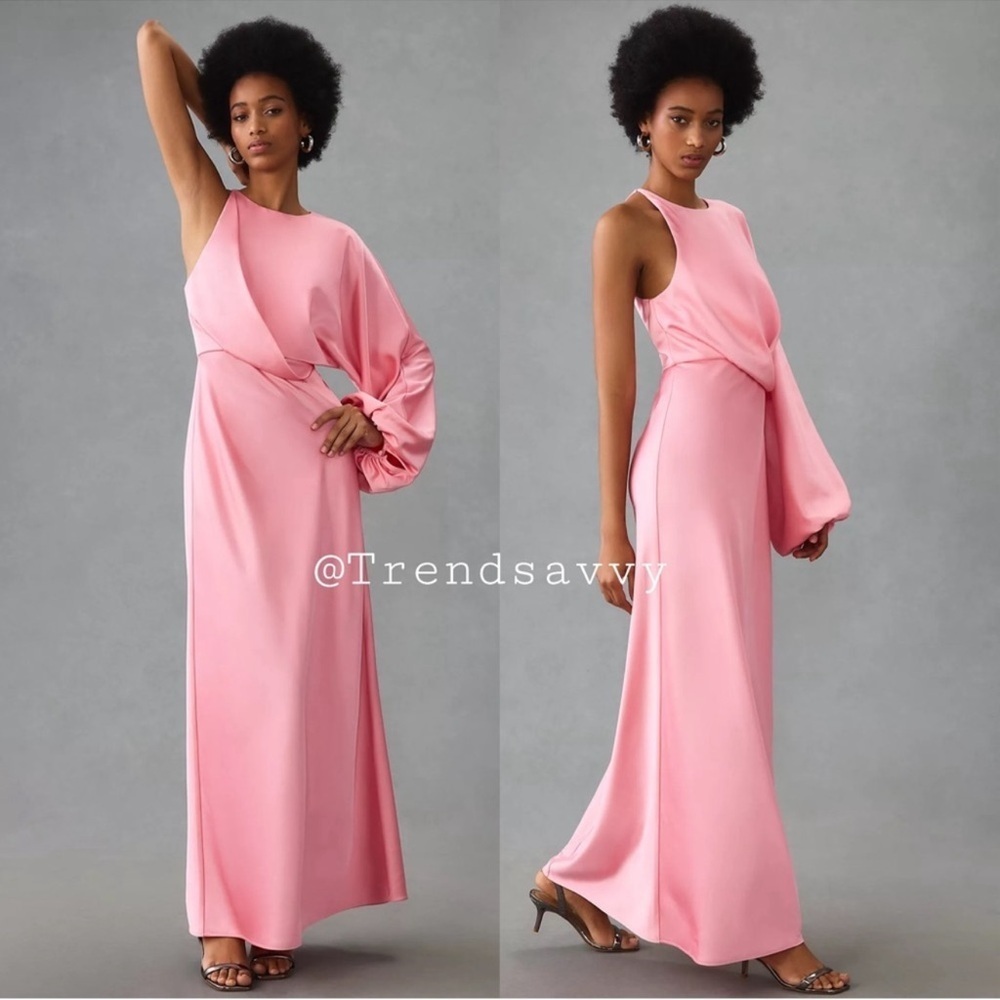 Significant Other Alessia Pink One Shoulder Maxi Dress 2 Formal Wedding Guest